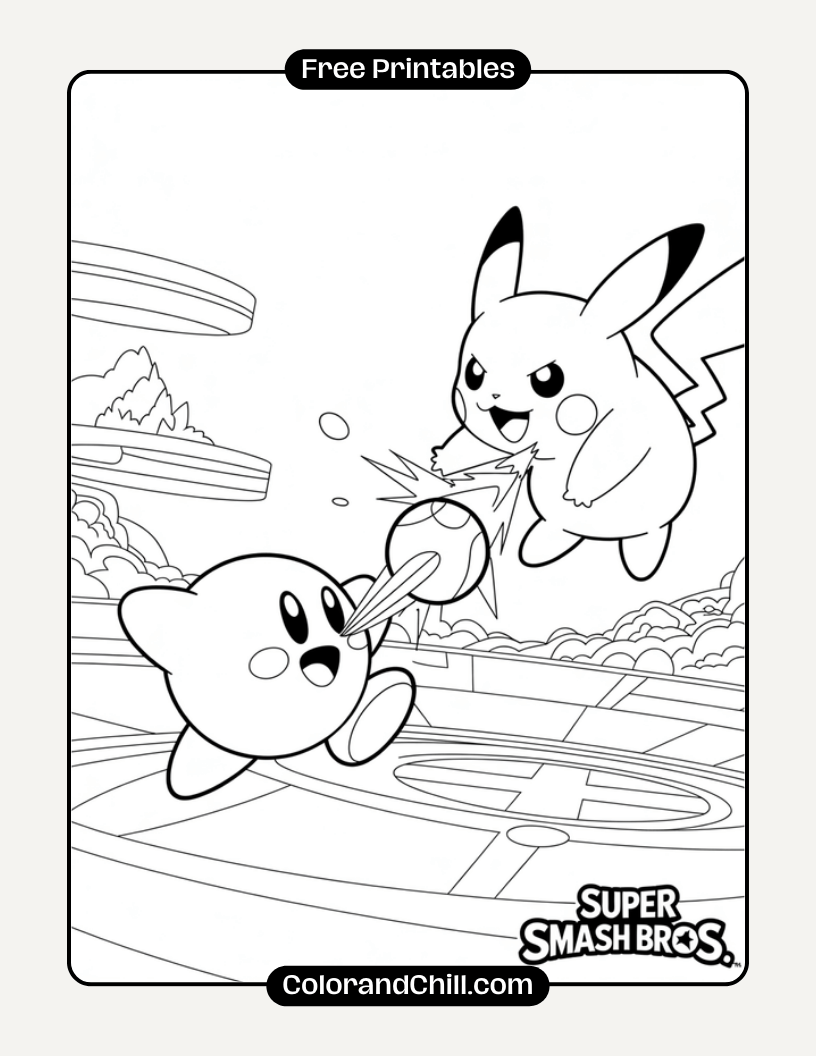 Super Smash Bros Coloring Pages Free Printable Fun for Kids
