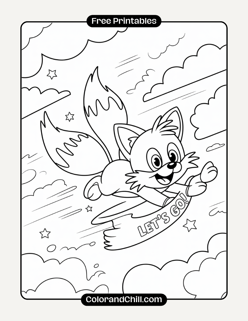 Free Tails The Fox Coloring Page | Print & Color Fun