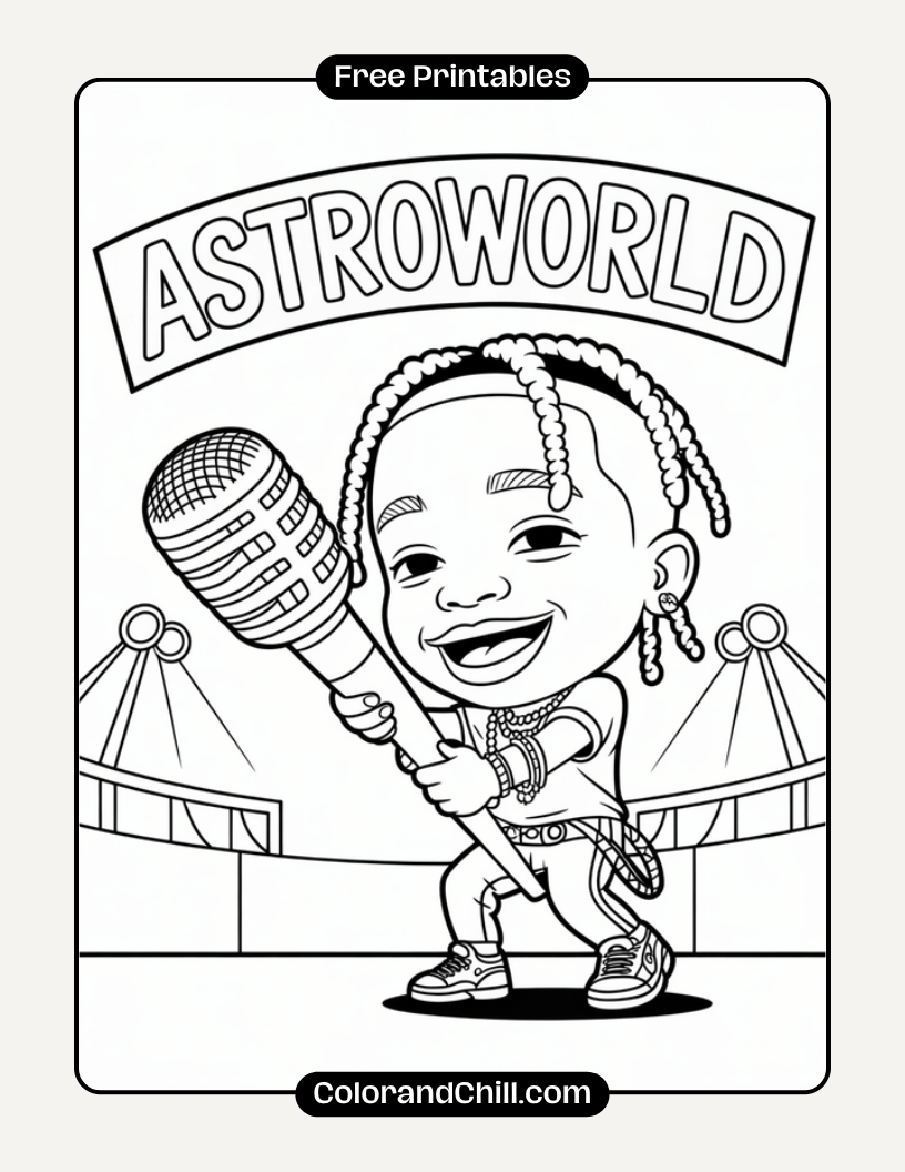 Free Travis Scott Fortnite Coloring Page Download