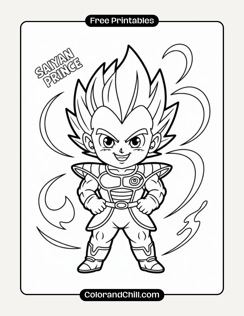 Free Printable Vegeta Coloring Pages for Super Saiyan Fans