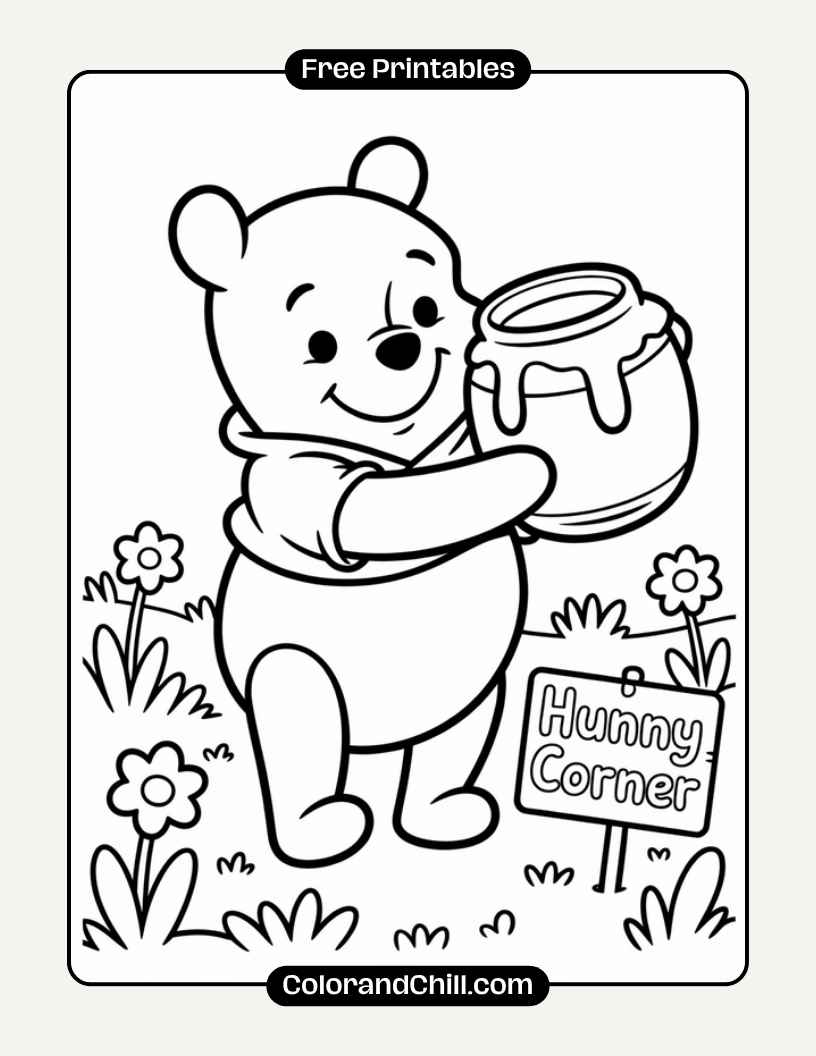 Free Winnie the Pooh Coloring Pages for Kids Fun & Easy