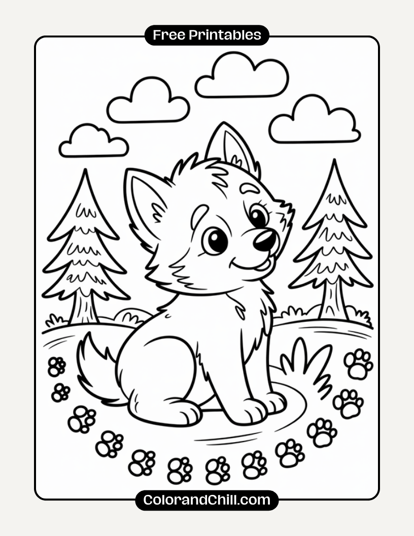 Majestic Wolf Coloring Page Free Printable for Kids & Adults